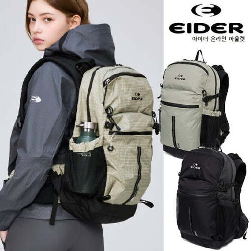 韩国代购直邮EIDER正品30L男女Day徒步旅行中拉链格纹绑带双肩包