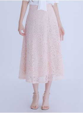 韩国代购直邮ROEM五折清仓春夏百搭镂空蕾丝薄纱长款A字半身裙