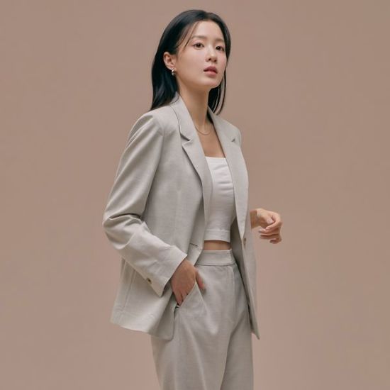 Roem折扣仿亚麻休闲西服外套