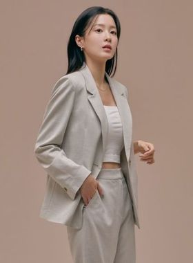 韩国代购直邮正品Roem姜惠媛宋世拉同款五折仿亚麻休闲西服外套