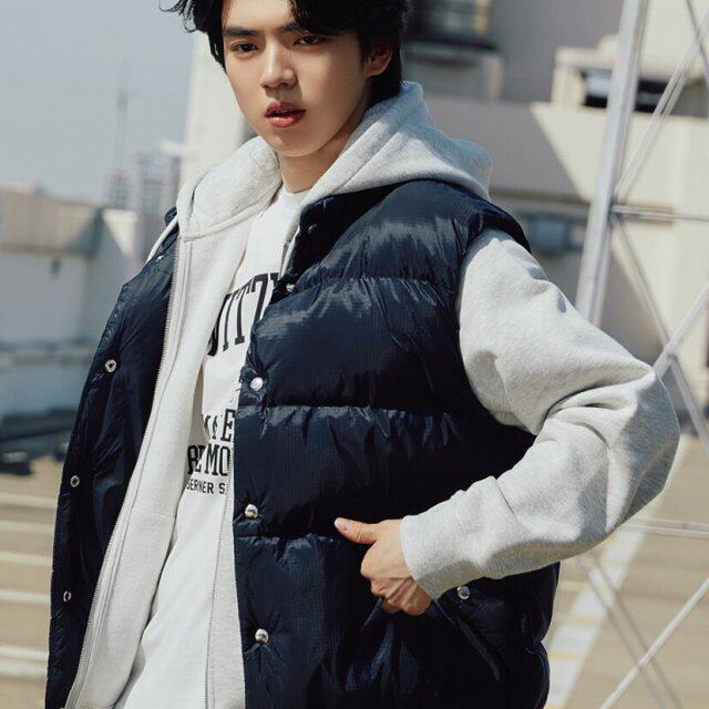 韩国代购直邮topten10正品车俊焕画报款清仓秋冬缝线防撕裂棉背心