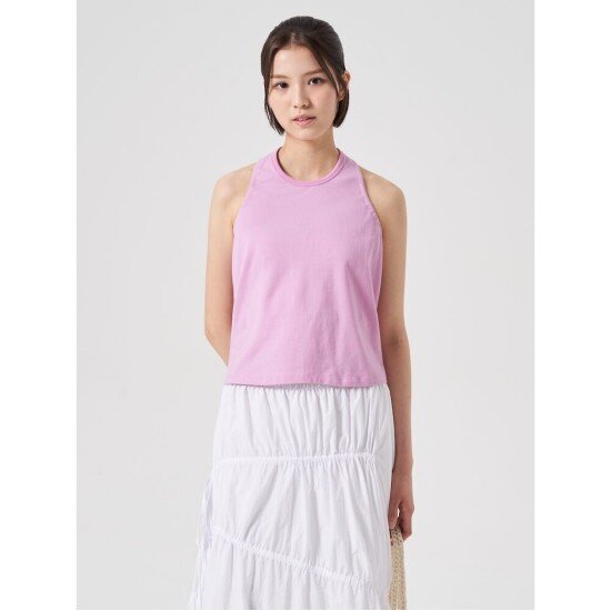 8SECONDS8秒百搭挂脖无袖粉色T恤