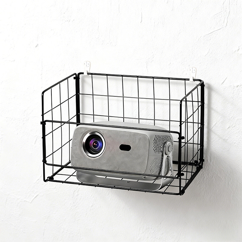 铁艺墙上壁挂投影仪置物架带围挡稳定支架卧室床头打孔路由器架子