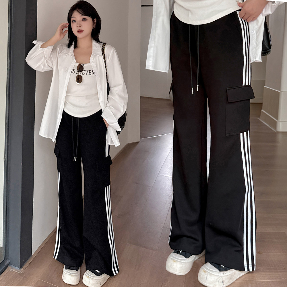 胖妹妹2025秋冬大码新款休闲裤宽松工装阔腿裤显瘦拖地高腰微喇裤,女装/女士精品,卫裤,淘宝优惠券,粉丝福利购,淘宝优惠卷