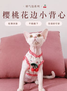 德文猫衣服樱桃花边薄款小背心