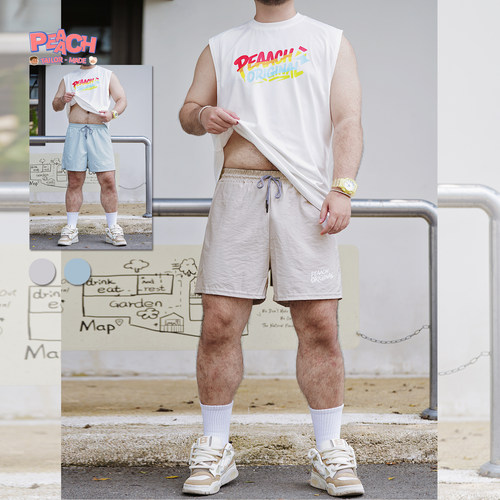 PEAACH美式简约宽松大码运动短裤