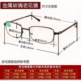 老花镜男玻璃镜片耐磨女高清老人200250度防疲劳时尚老光远视眼镜