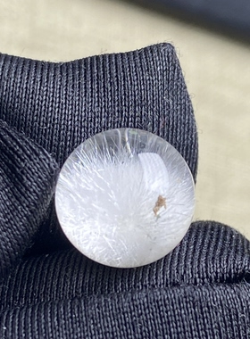 天然水晶包裹体白兔毛花吊坠圆珠DIY兔毛水晶单珠饰品10.5mm