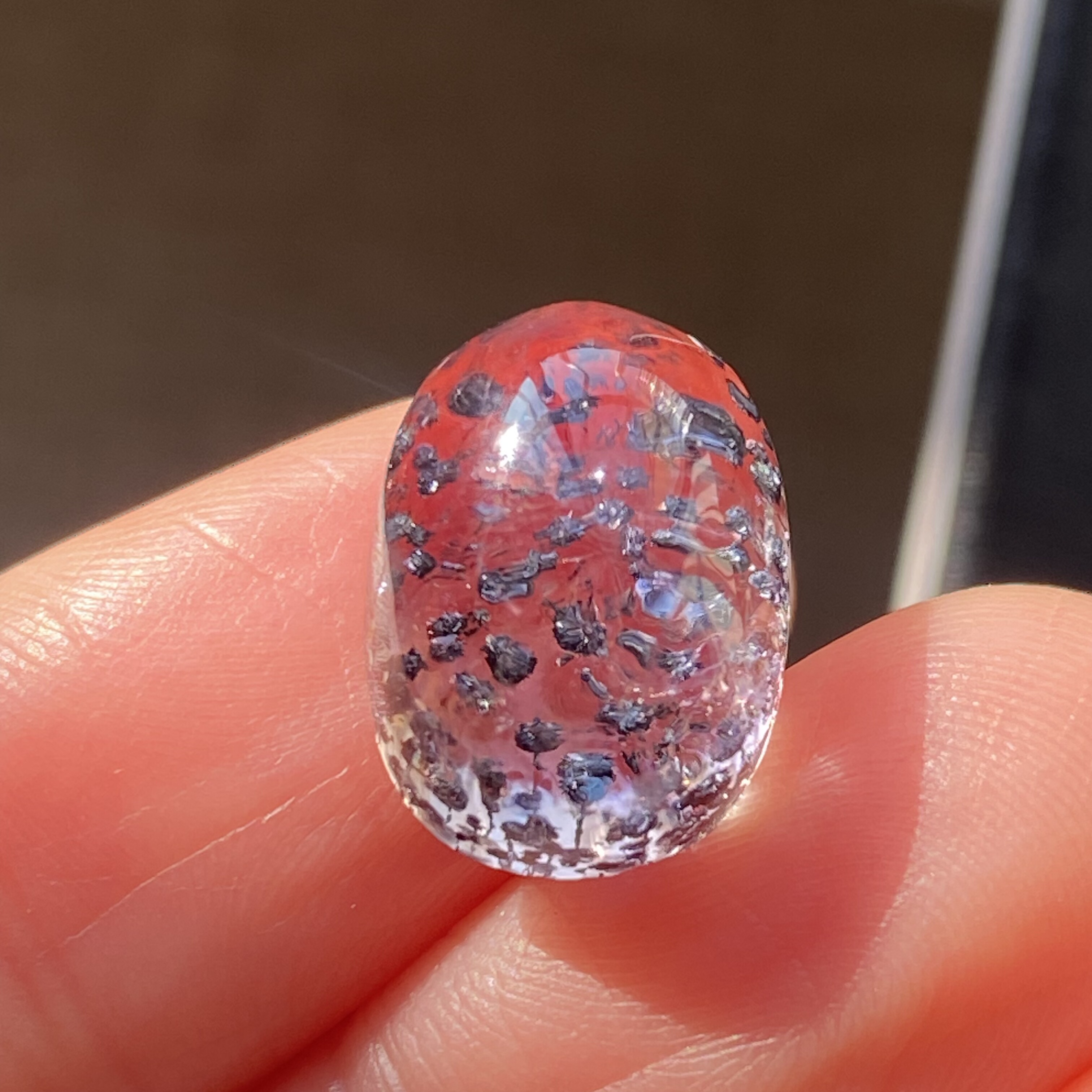 天然紫水晶包裹云母矿花吊坠裸石蛋面DIY水晶饰品可做戒指