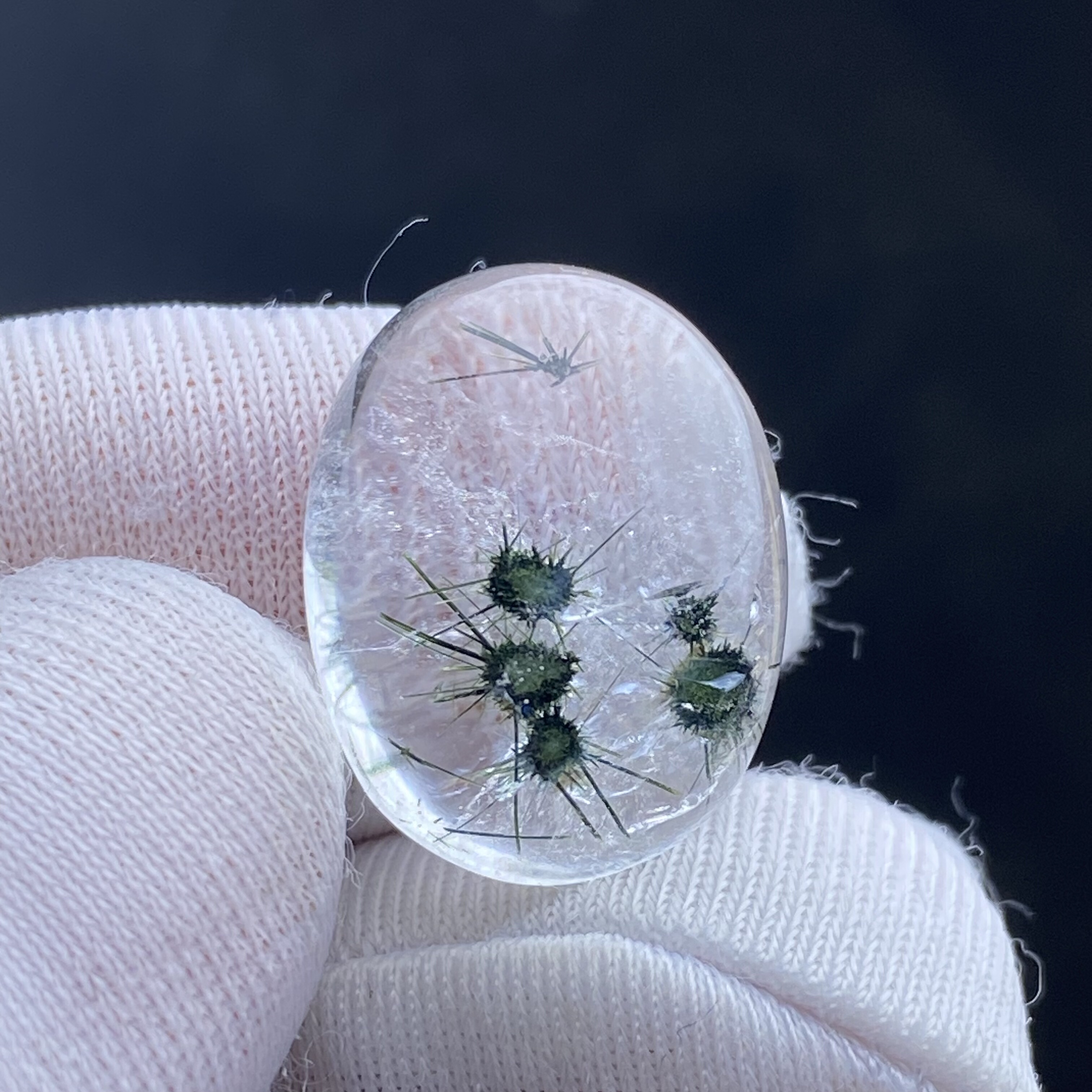 天然水晶海胆花吊坠裸石蛋面DIY水晶项链饰品挂坠可做戒指