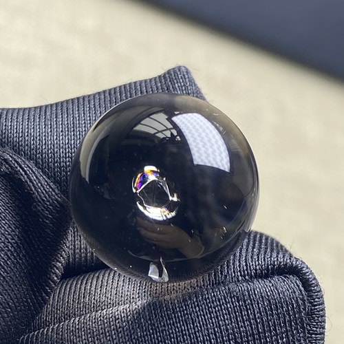 天然水晶包裹体七彩矿石吊坠圆珠DIY矿石单珠饰品项链16mm