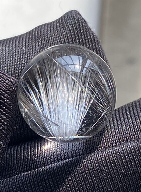 天然水晶顺发银钛吊坠圆珠DIY银钛单珠饰品项链13mm一物一图