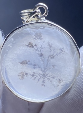 天然水晶软锰矿水晶小树吊坠925银镶嵌项坠饰品 一物一图