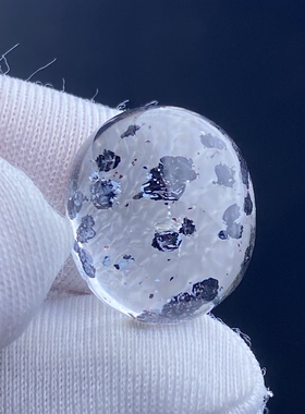 天然水晶包裹体云母矿花吊坠裸石蛋面DIY水晶饰品项链可做戒指