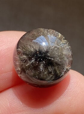 天然水晶银发晶吊坠圆珠DIY发晶单珠饰品项链13mm一物一图