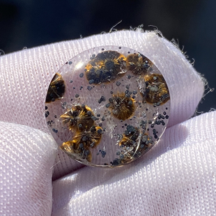 天然水晶包裹体针铁矿花吊坠裸石男女款水晶挂坠饰品一物一图