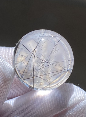 天然水晶铅铁矿吊坠圆珠DIY水晶单珠饰品项链13.5mm一物一图