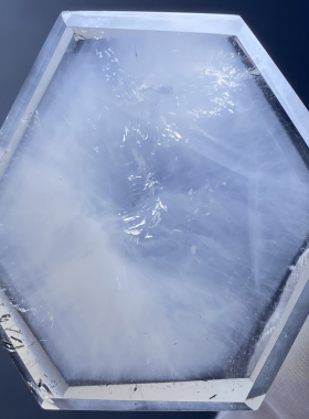 天然水晶多边形白兔毛吊坠男女款水晶兔毛项坠饰品一物一图