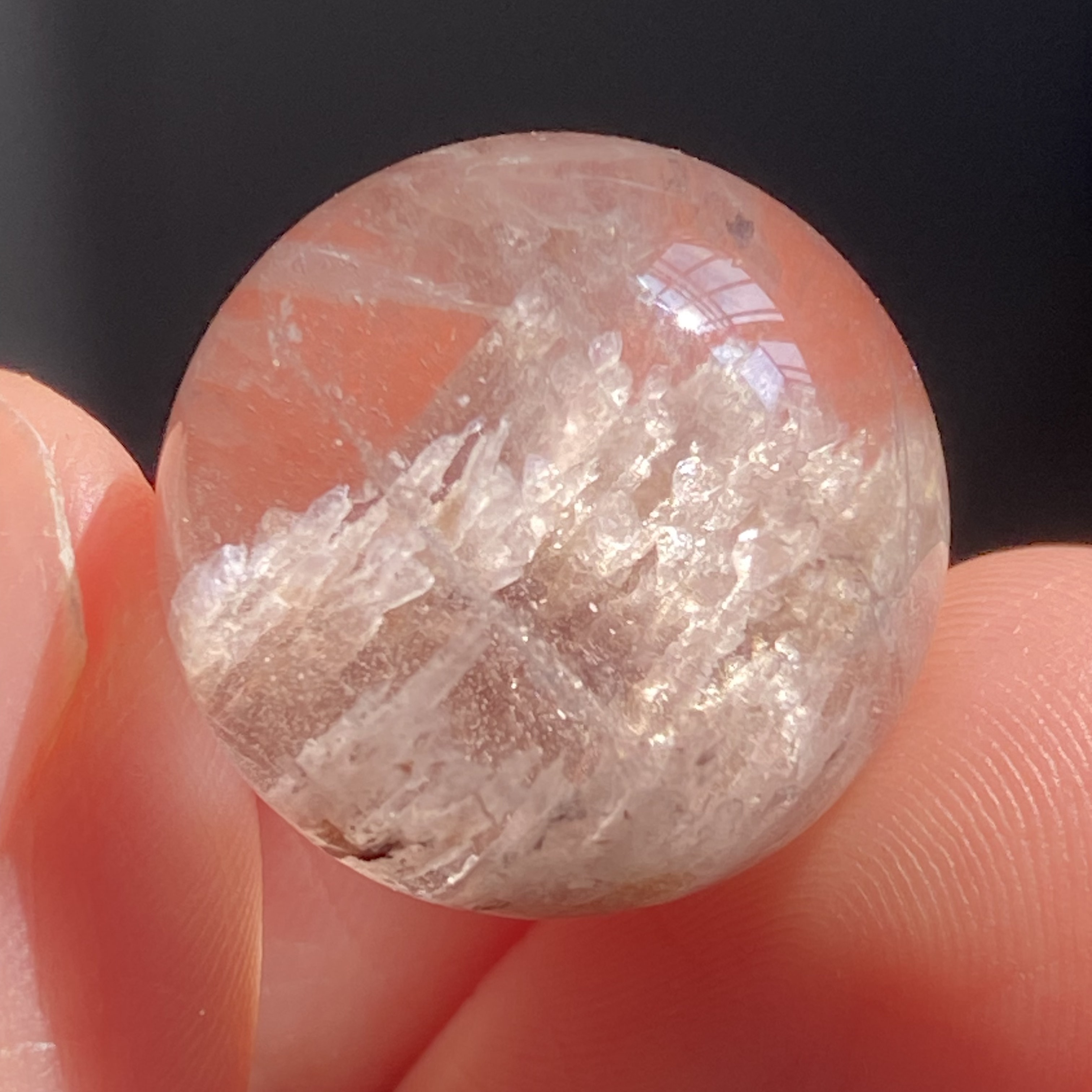 天然水晶包裹体浅紫碧玺吊坠圆珠DIY水晶单珠饰品项链17.5mm