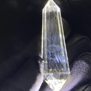 天然水晶原石打磨多棱柱白水晶蓝针双尖吊坠裸石可做摆件一物一图