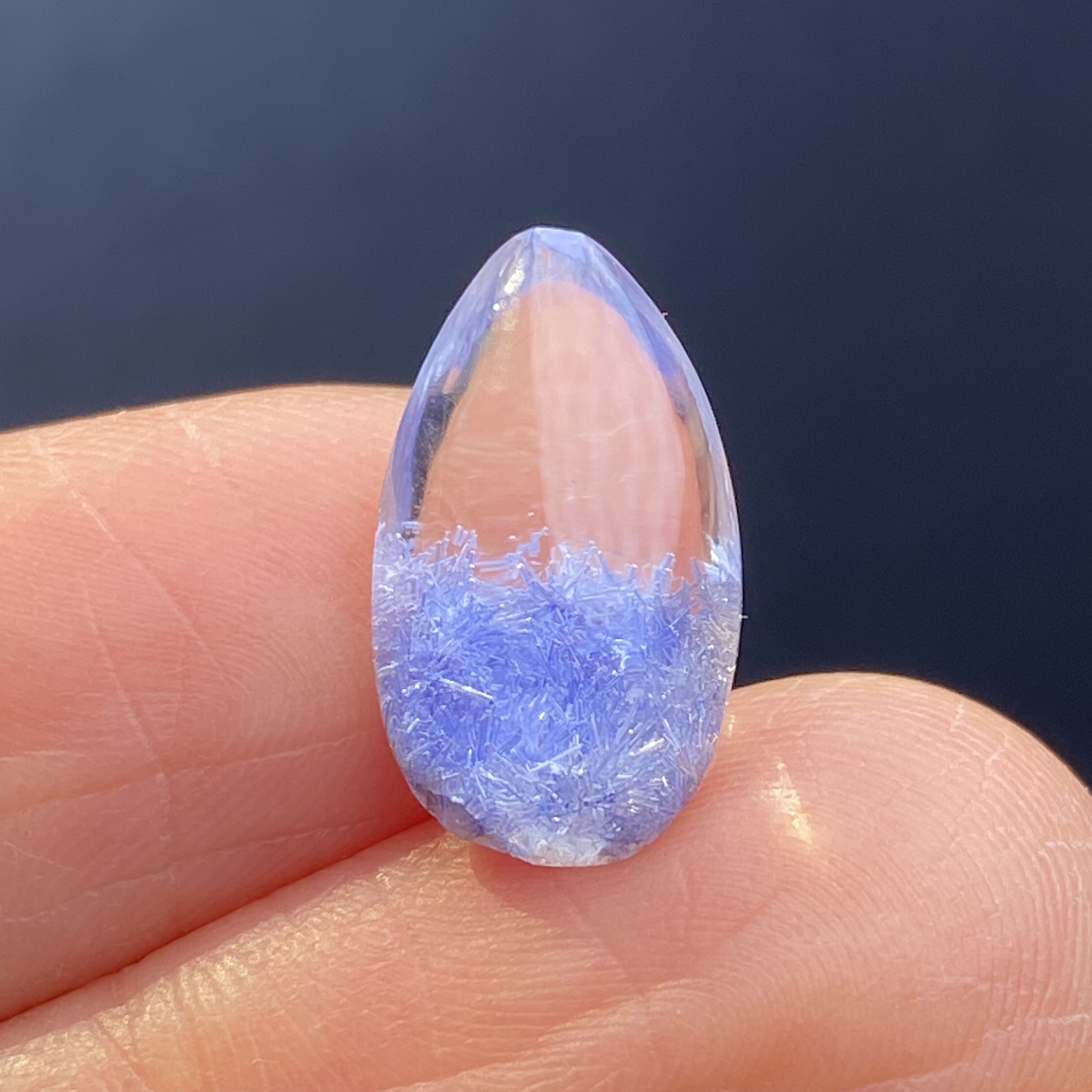 天然水晶蓝发晶吊坠裸石男女款水晶项链挂坠饰品可做戒指一物一图