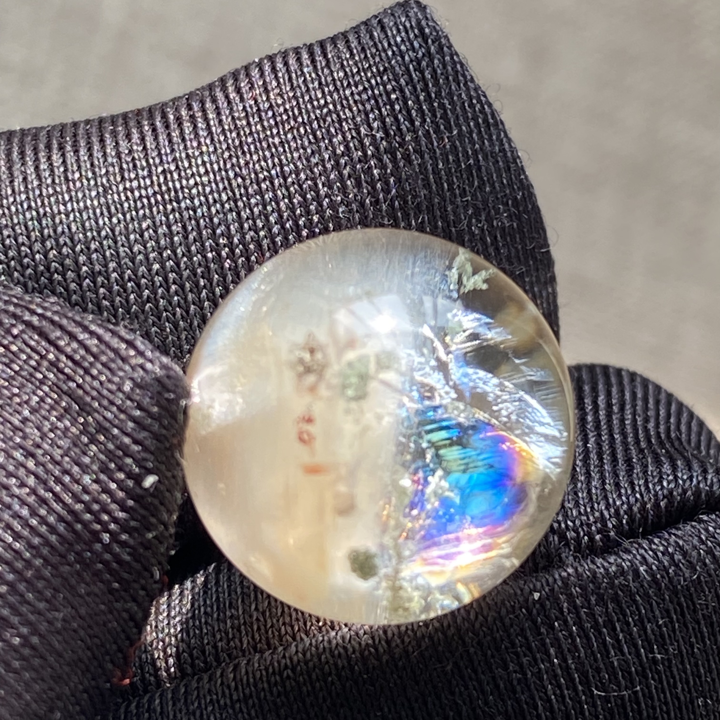 天然水晶顺发兔毛绿幽灵彩虹吊坠圆珠DIY水晶单珠饰品项链13.5mm图片
