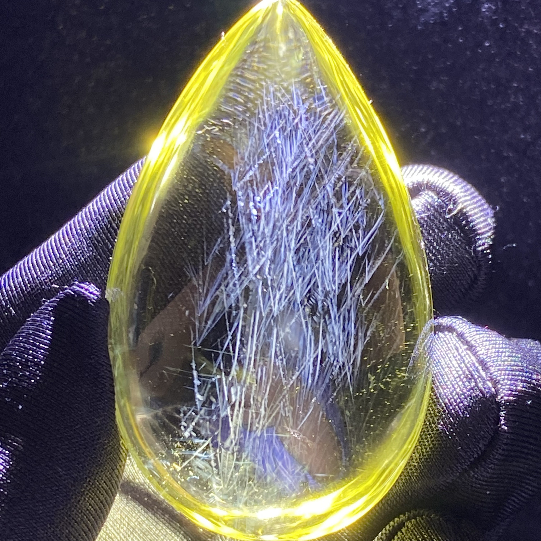 天然黄水晶蓝针吊坠 男女款蓝针水晶项坠饰品毛衣链 一物一图