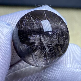 天然水晶黑银钛吊坠圆珠DIY水晶单珠饰品项链17mm一物一图