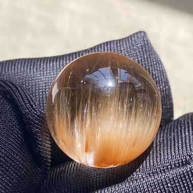 天然水晶顺发黄兔毛吊坠圆珠DIY兔毛单珠饰品项链15.5mm 一物一图