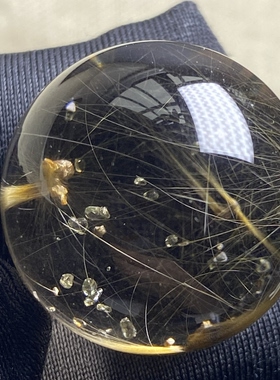 天然水晶包裹体锐钛矿共生发晶吊坠圆珠DIY矿石单珠饰品项链22mm