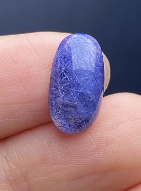 天然水晶蓝发晶吊坠DIY蓝线石蛋面饰品可做戒指一物一图