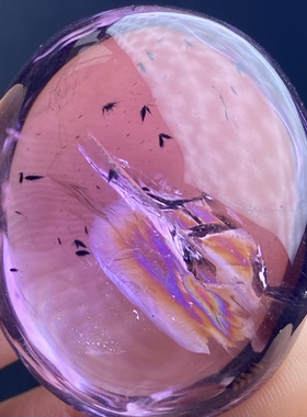 天然紫水晶彩虹吊坠男女款紫晶蓝绒花饰品项链挂坠 一物一图