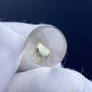 天然水晶包裹体黄铜矿吊坠圆珠DIY水晶单珠饰品项链10.5mm