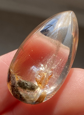天然水晶钛晶幽灵包裹黄色矿石吊坠男女款水晶项链一物一图