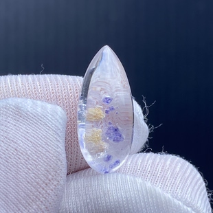 天然水晶包裹体蓝萤石吊坠裸石DIY水晶饰品项链挂坠一物一图