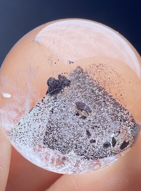 天然水晶包裹体双色幽灵银山吊坠圆珠DIY水晶单珠饰品项链22.5mm