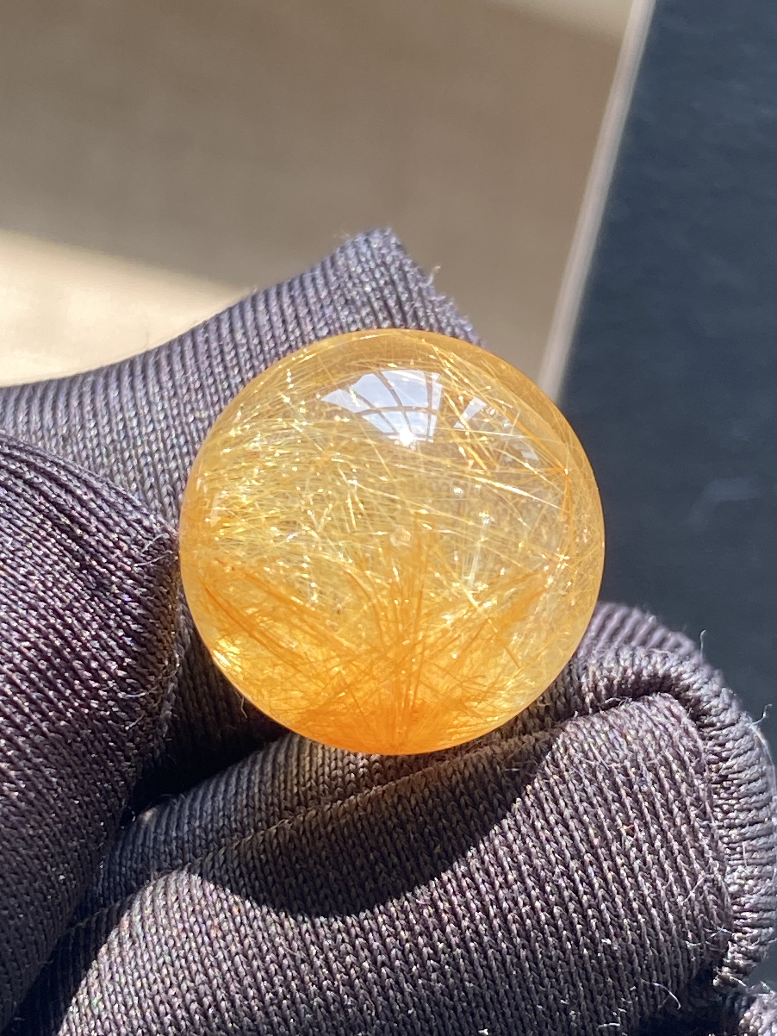 天然水晶发晶吊坠圆珠DIY水晶单珠配珠饰品项链14mmmm一物一图