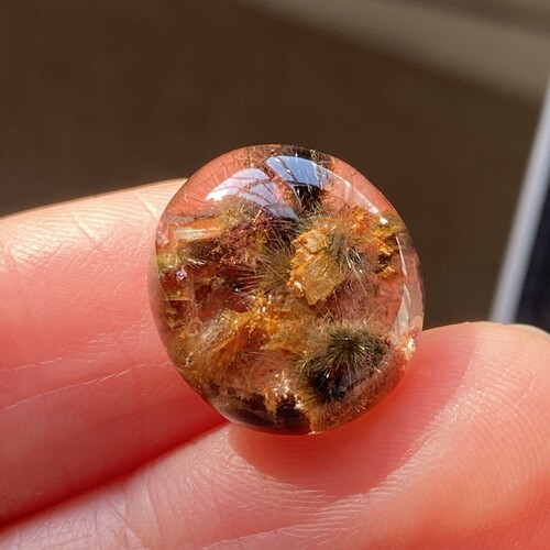 天然水晶发晶花包裹方解石吊坠裸石蛋面DIY水晶饰品项链可做戒指