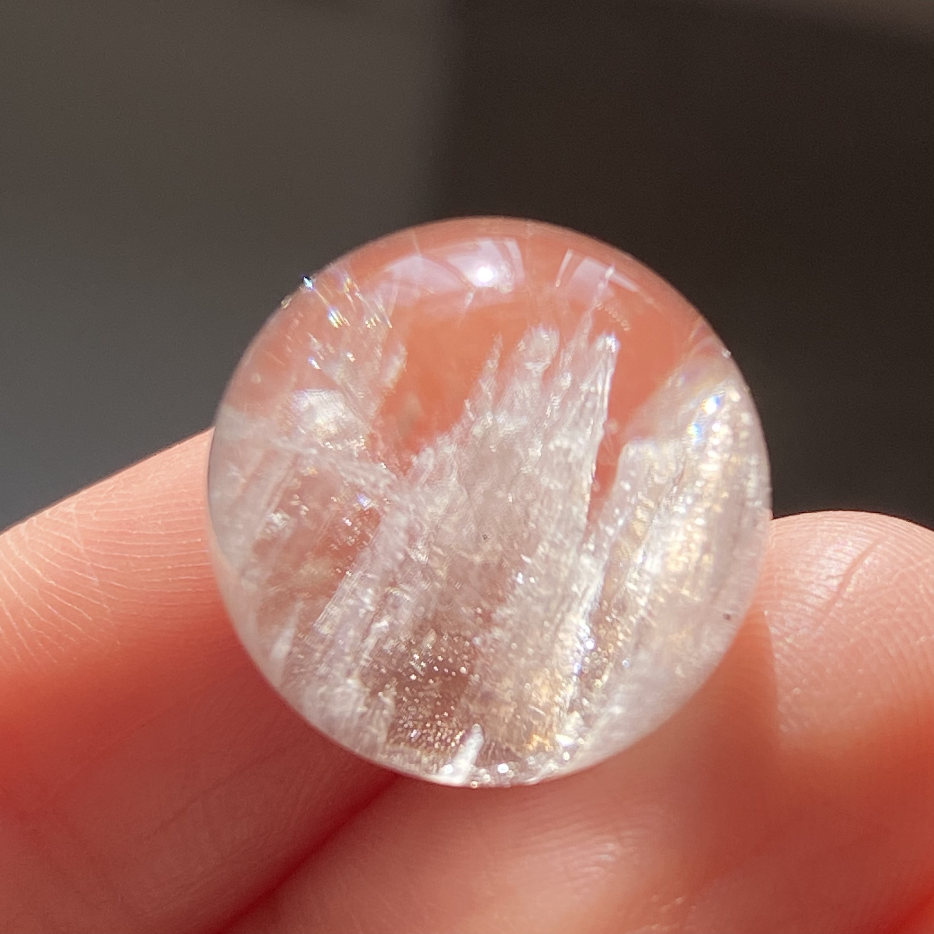 天然水晶包裹体碧玺吊坠圆珠DIY水晶单珠饰品项链16mm一物一图