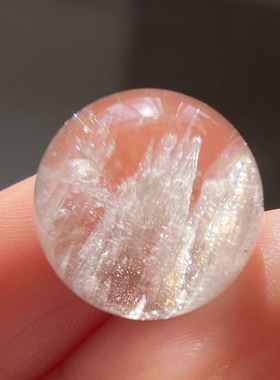 天然水晶包裹体碧玺吊坠圆珠DIY水晶单珠饰品项链16mm一物一图