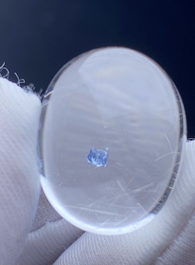 天然水晶包裹体蓝矿吊坠裸石DIY水晶矿石饰品项链 一物一图