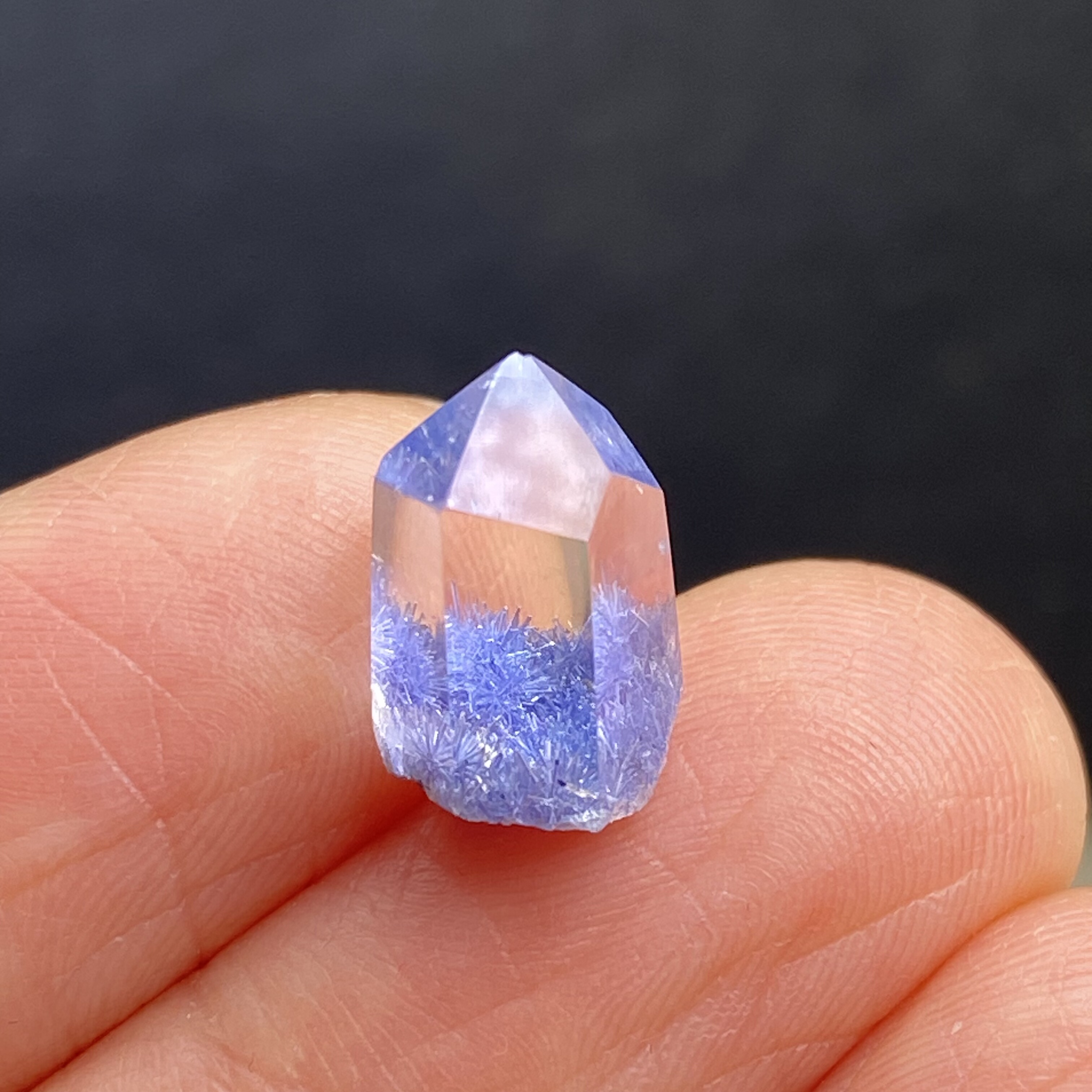 天然水晶蓝发晶吊坠裸石DIY蓝线石随形项链饰品挂坠可做戒指