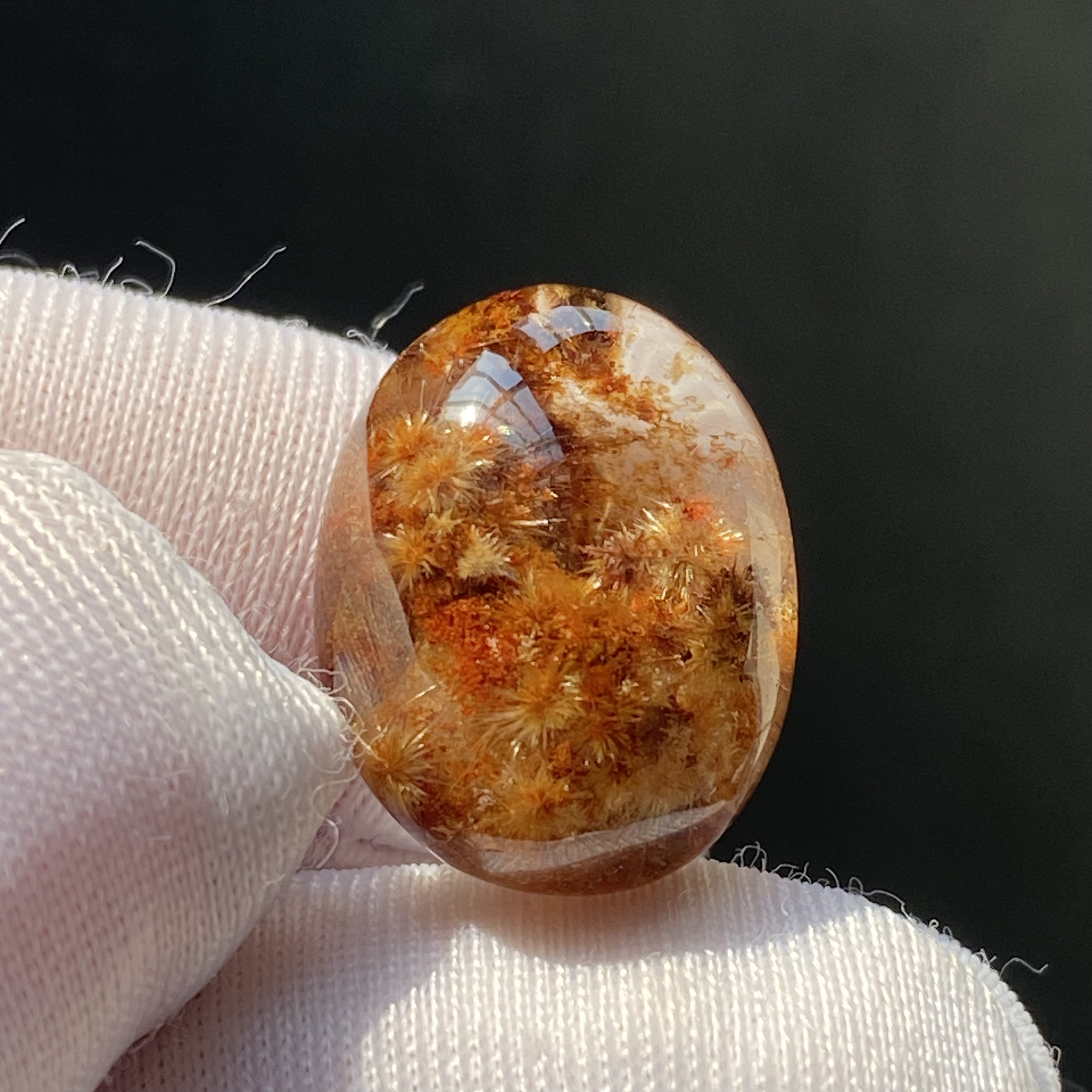 天然水晶发晶花吊坠裸石蛋面DIY水晶饰品项链可做戒指一物一图