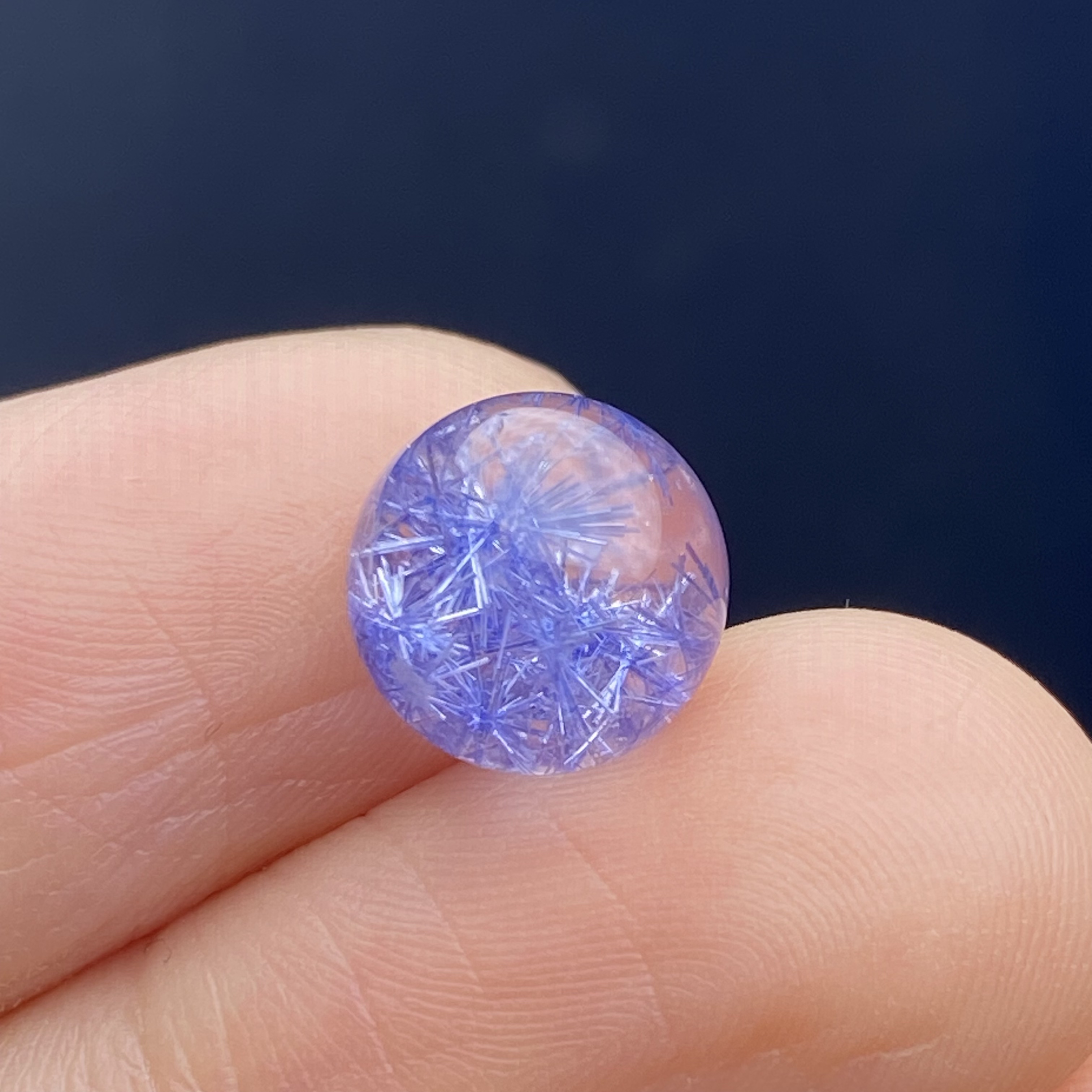 天然水晶蓝发晶吊坠圆珠DIY蓝线石单珠饰品项链可做戒指9mm