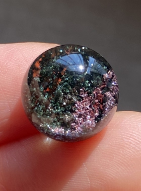 天然水晶绿幽灵吊坠圆珠DIY水晶单珠饰品项链12.5mm一物一图