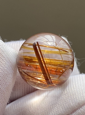 天然水晶钛晶吊坠圆珠DIY金红石单珠饰品项链挂坠12.5mm一物一图