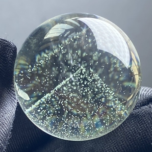 天然水晶青幽灵银山金字塔吊坠圆珠DIY水晶单珠饰品项链24mm