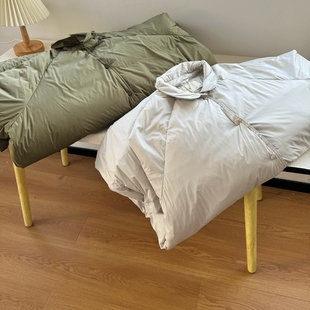 美国设计师好牌复古老钱风宽松慵懒廓形轻盈厚实中长款羽绒服外套