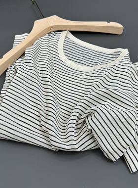 仅几件！复古再生纤维条纹宽松慵懒微透显瘦针织毛衣 长袖空调衫