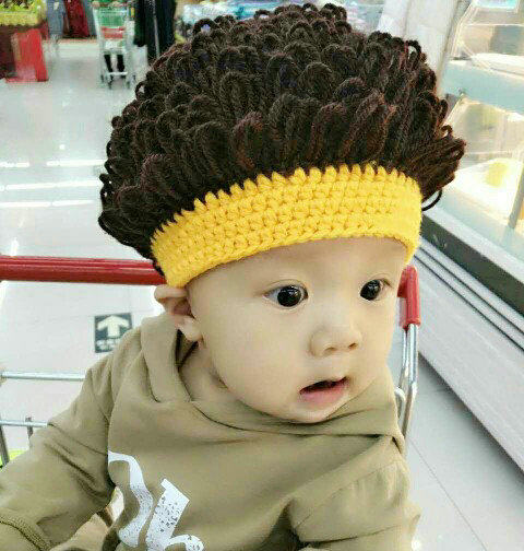 时尚爆炸头卷发帽手工儿童假发帽男女童宝宝婴儿春秋冬加厚毛线帽,童装/婴儿装/亲子装,帽子,淘宝优惠券,粉丝福利购,淘宝优惠卷